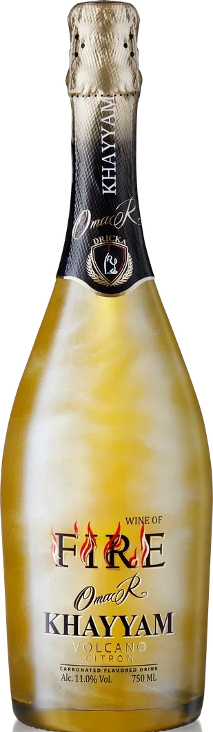 Omar Khayyam Fire Volcano sparkling wine with edible shimmer, lemon, 75cl bottle